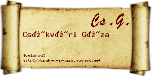 Csákvári Géza névjegykártya
